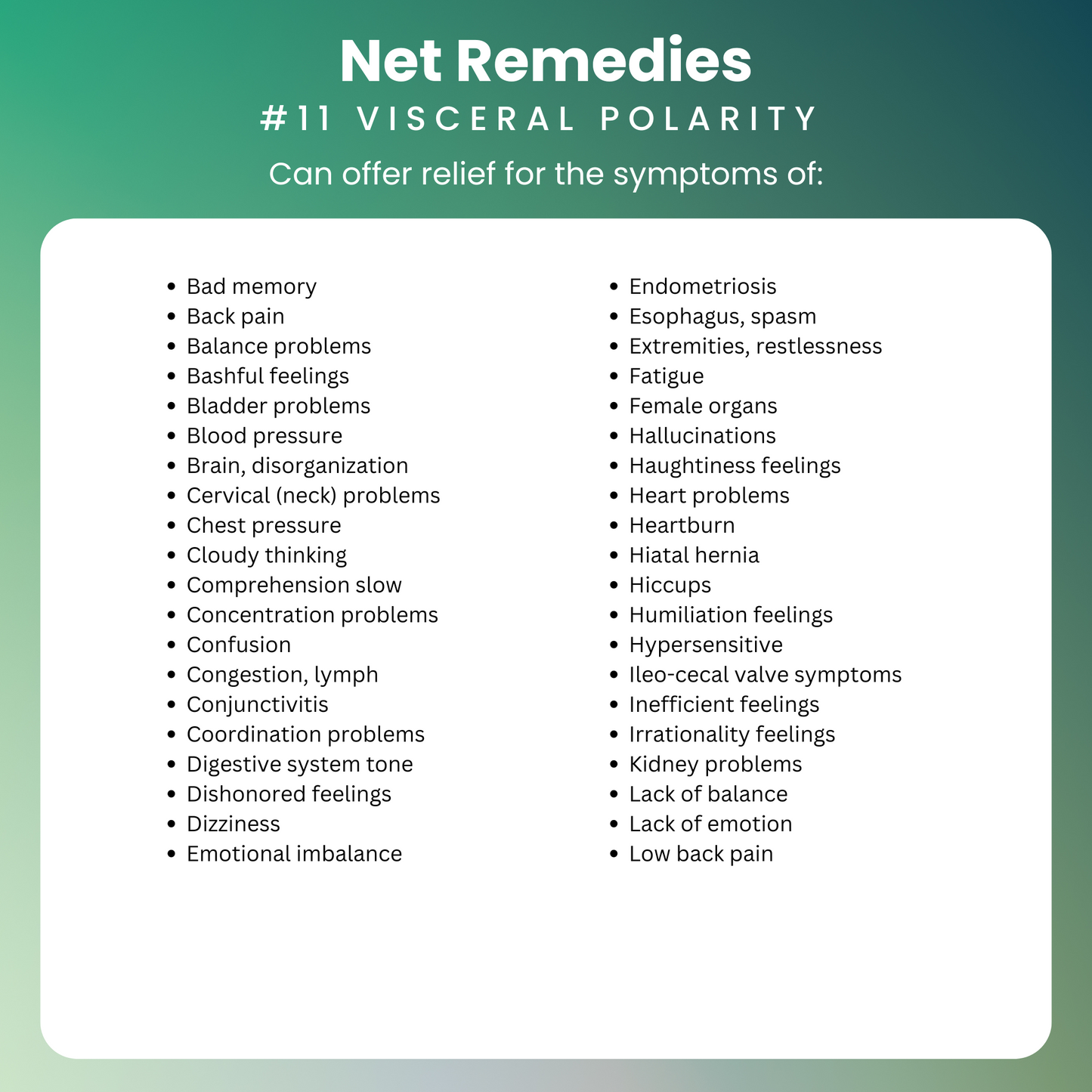 NET Remedies® #11 VISCERAL POLARITY