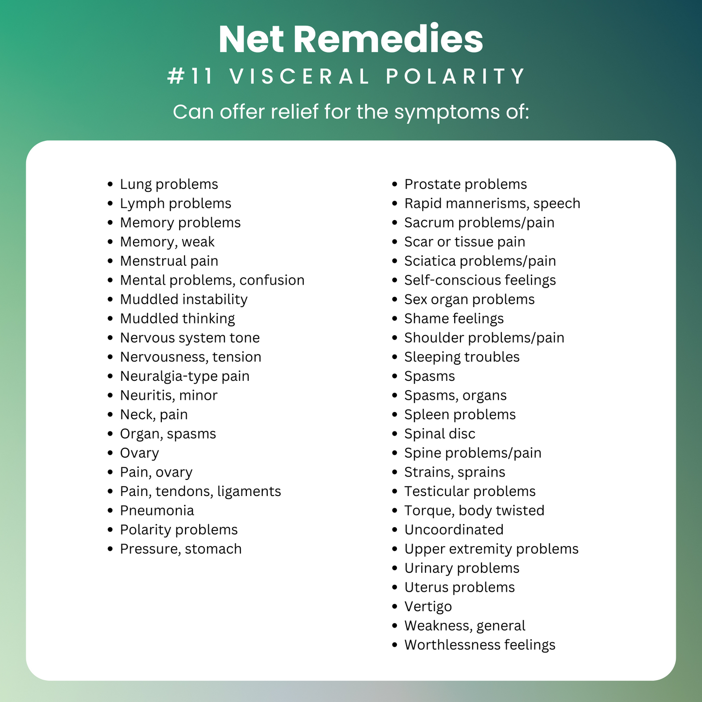 NET Remedies® #11 VISCERAL POLARITY