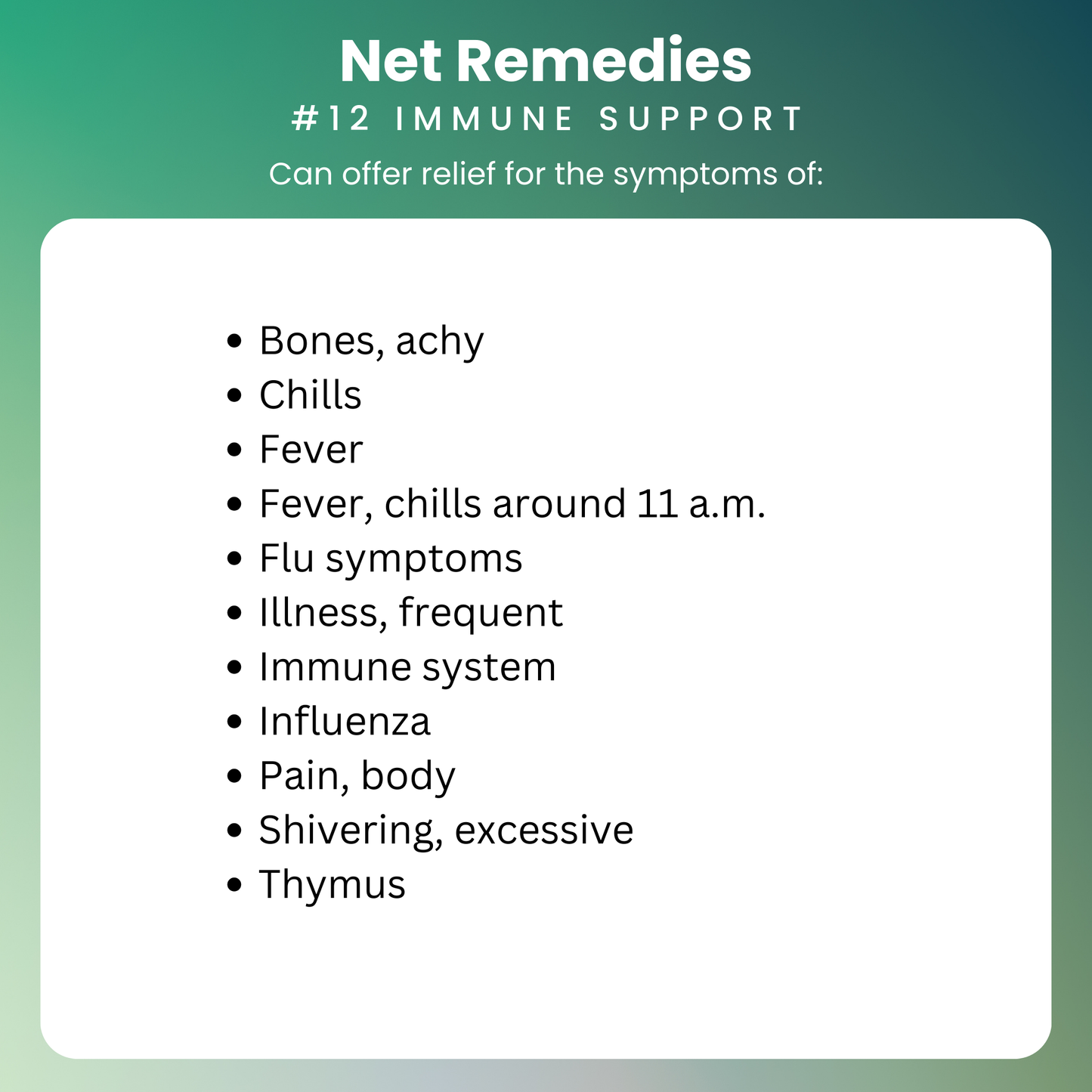NET Remedies® #12 IMMUNE SUPPORT