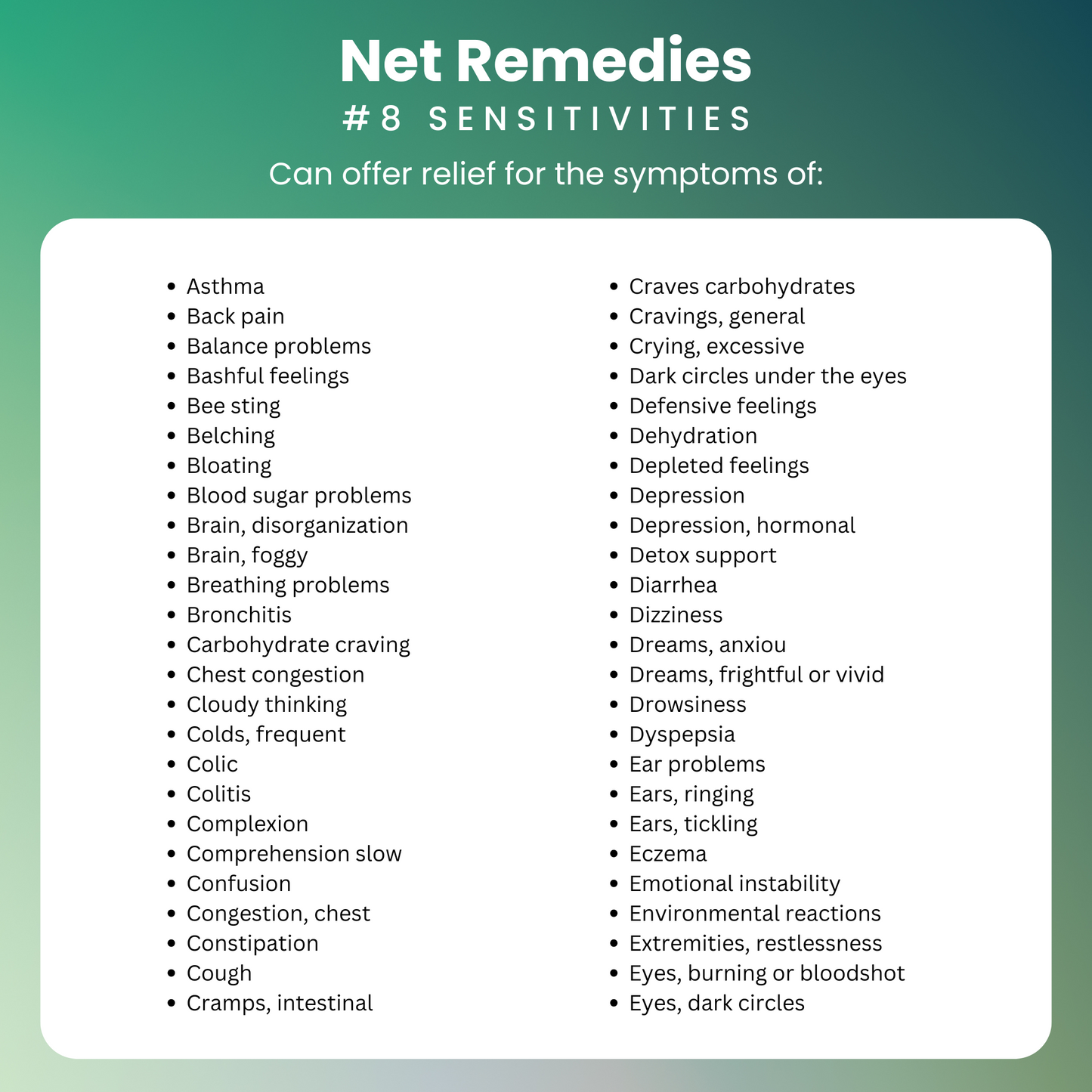 NET Remedies® #8 SENSITIVITIES