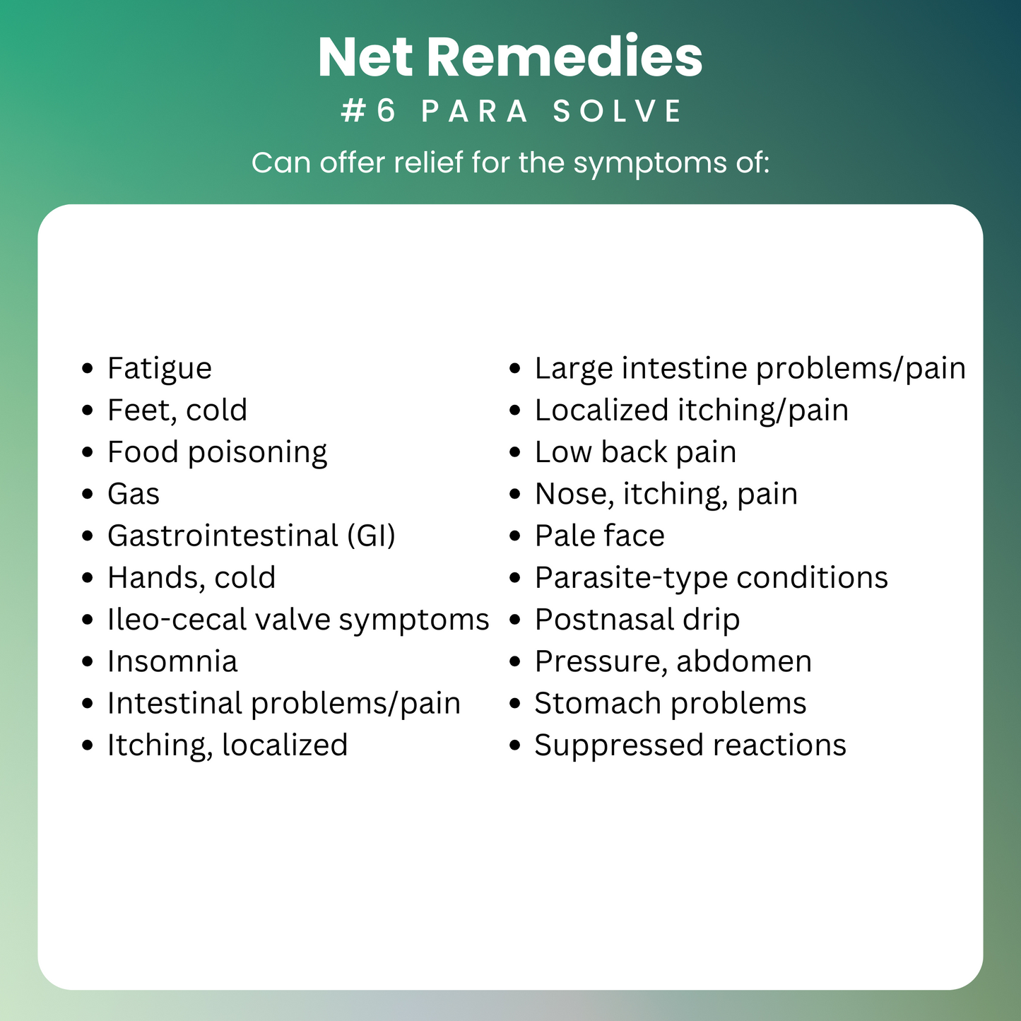 NET Remedies® #6 PARA SOLVE