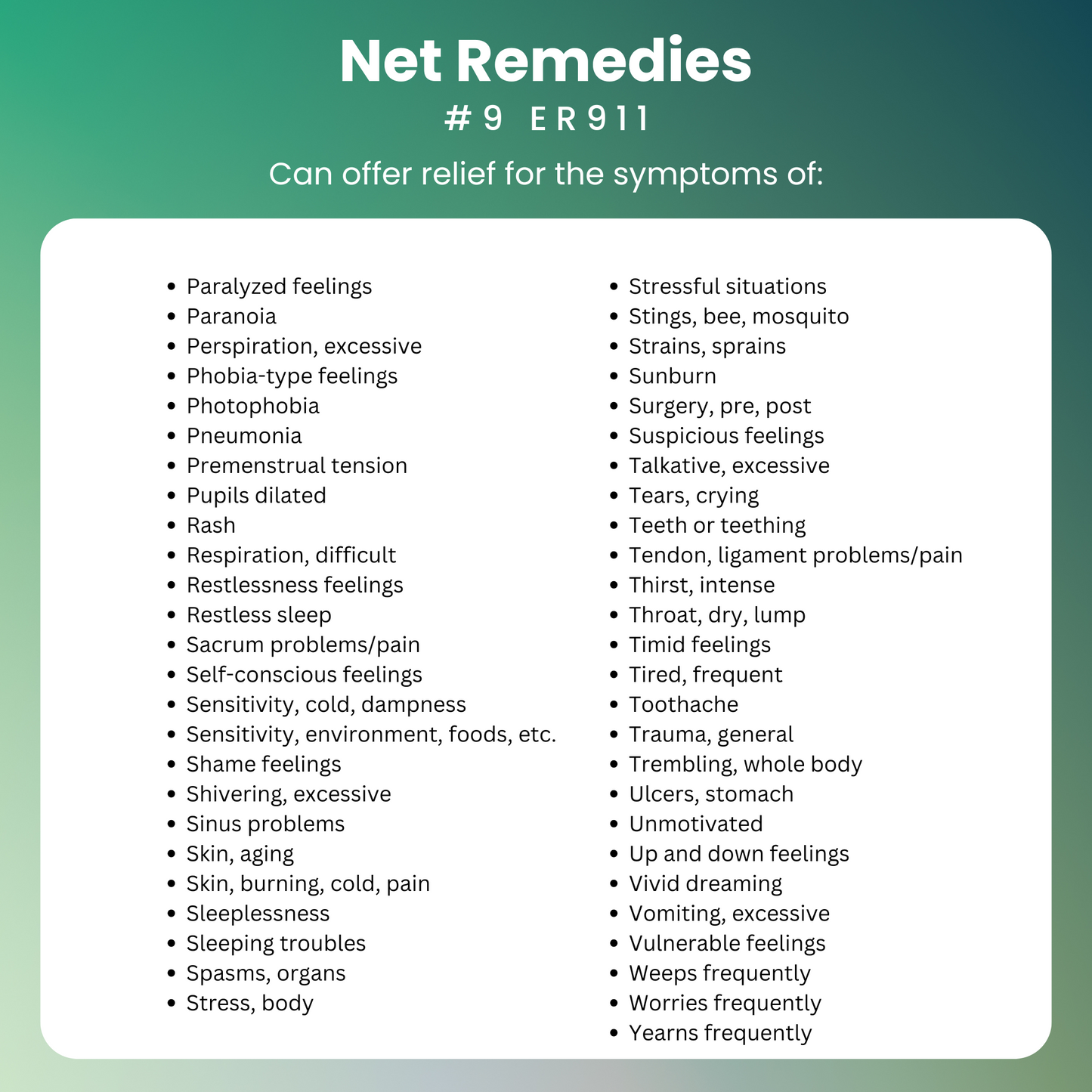 NET Remedies® #9 ER911